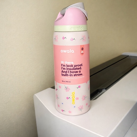 Owala 32 oz Insulated Pink Floral Water Bottle — New 🌷💐🌸